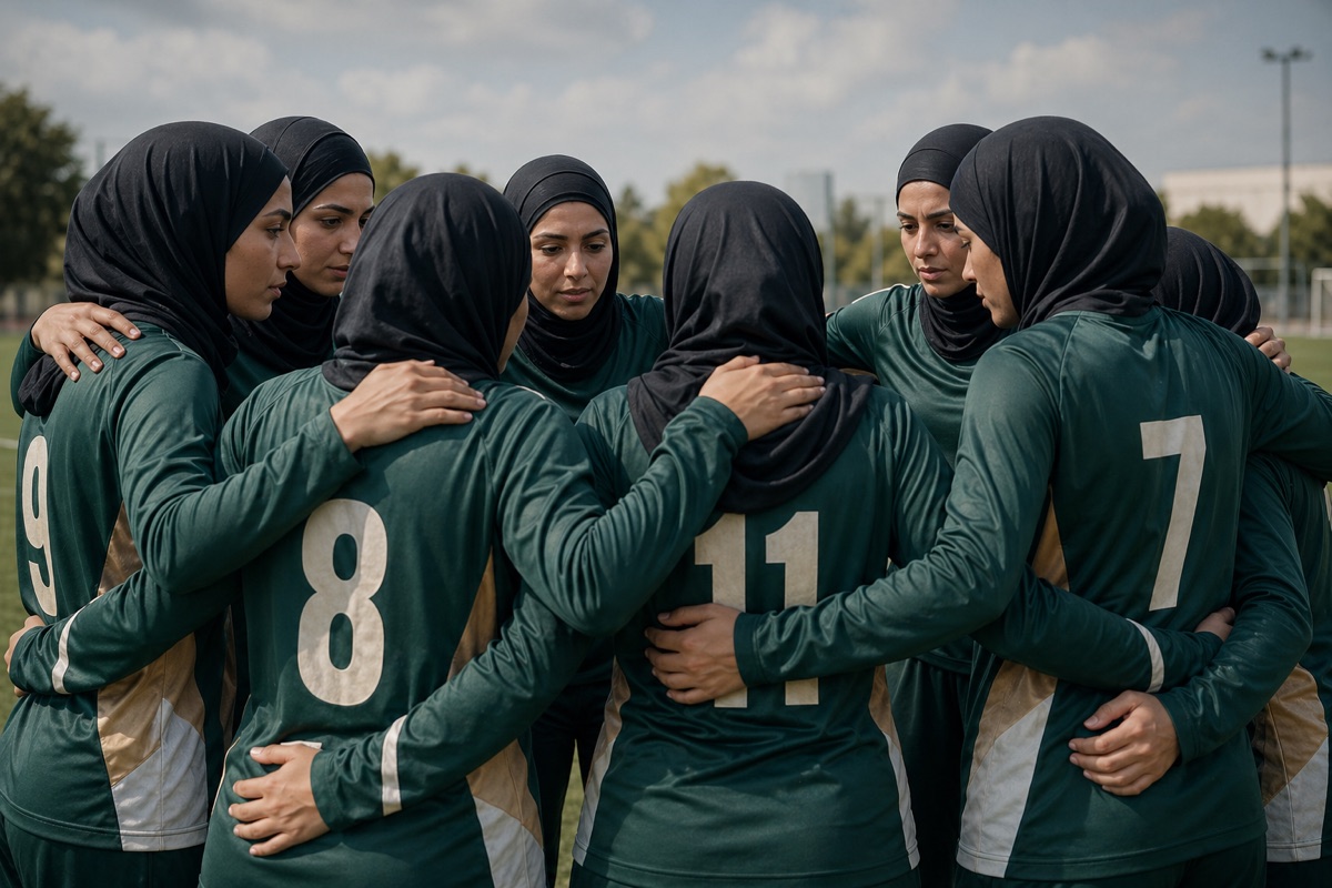 Custom sports hijab and matching long sleeve football kit