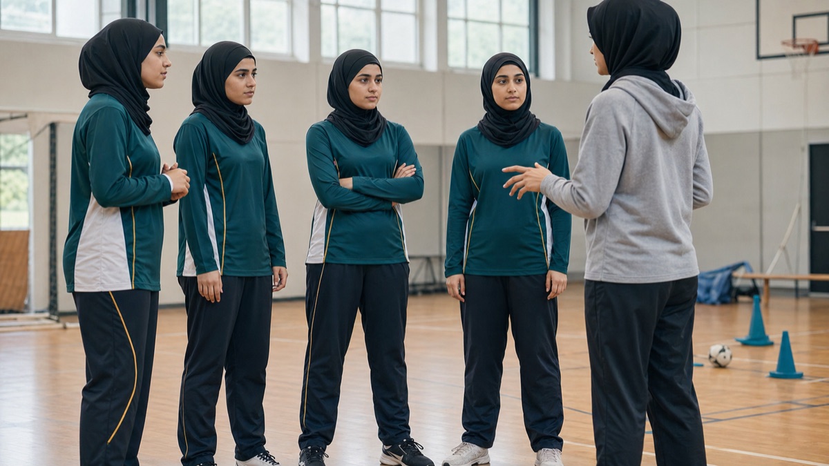 School PE uniform project for Muslim girls wearing modest sports uniforms